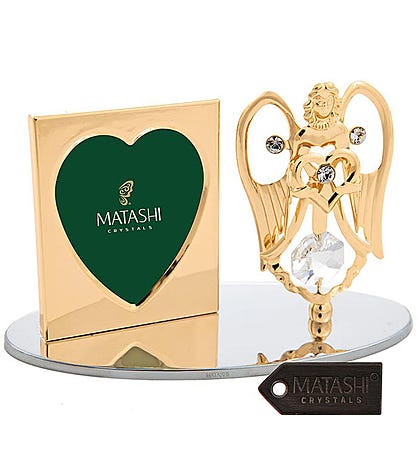Gold Plated Angel Holding a Heart Picture Frame
